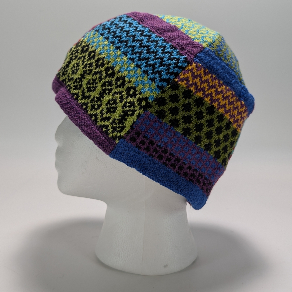 Soulmate Socks Multi-print Patchwork Knit Beanie - image 4
